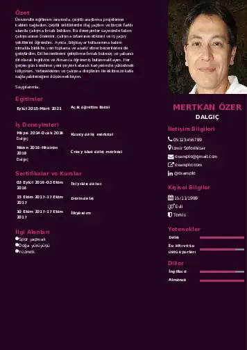 Dalgıç CV Örnekleri cv indir